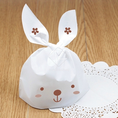 50 pcs Food Grade Small Gift Bag Lovely White Rabbit Gift Sachet Candy Packaging Bag